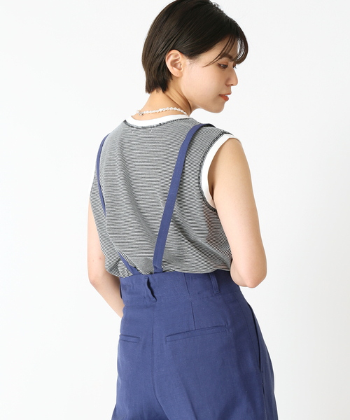 B.C STOCK（ベーセーストック）の「ボーダースリーブレス プルオーバー（Tシャツ/カットソー・レディース・ブラック/ベージュ/グリーン/ブルー/レッド・FREE）」の9枚目の写真