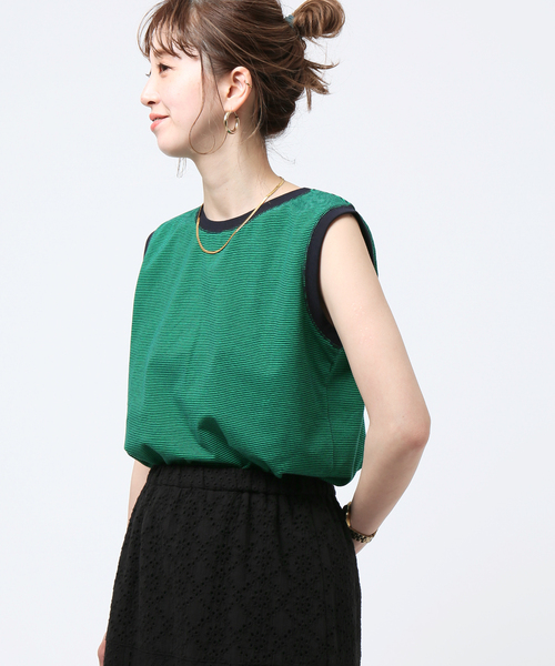 B.C STOCK（ベーセーストック）の「ボーダースリーブレス プルオーバー（Tシャツ/カットソー・レディース・ブラック/ベージュ/グリーン/ブルー/レッド・FREE）」の15枚目の写真