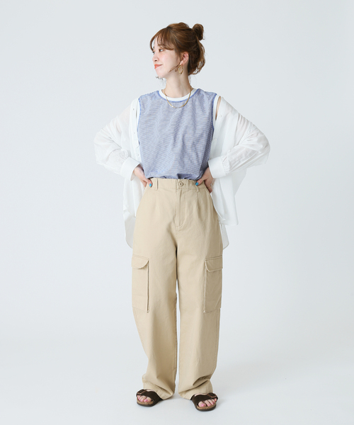 B.C STOCK（ベーセーストック）の「ボーダースリーブレス プルオーバー（Tシャツ/カットソー・レディース・ブラック/ベージュ/グリーン/ブルー/レッド・FREE）」の19枚目の写真