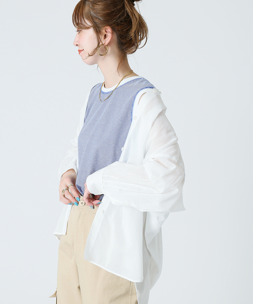 B.C STOCK（ベーセーストック）の「ボーダースリーブレス プルオーバー（Tシャツ/カットソー・レディース・ブラック/ベージュ/グリーン/ブルー/レッド・FREE）」の20枚目の写真