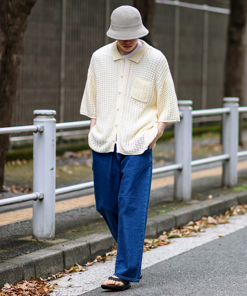 JOINT WORKS（ジョイントワークス）の「JW-MESH ニットポロシャツ（ニット/セーター・メンズ・ブラック/アイボリー・MEDIUM/LARGE）」の4枚目の写真