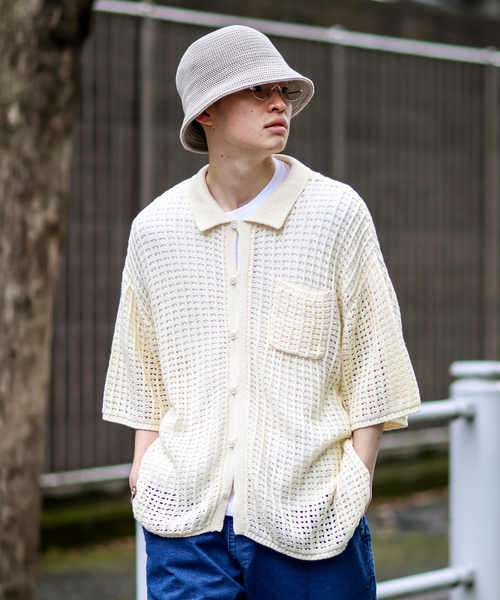 JOINT WORKS（ジョイントワークス）の「JW-MESH ニットポロシャツ（ニット/セーター・メンズ・ブラック/アイボリー・MEDIUM/LARGE）」の6枚目の写真