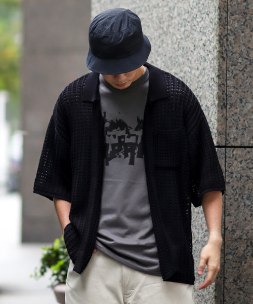 JOINT WORKS（ジョイントワークス）の「JW-MESH ニットポロシャツ（ニット/セーター・メンズ・ブラック/アイボリー・MEDIUM/LARGE）」の9枚目の写真