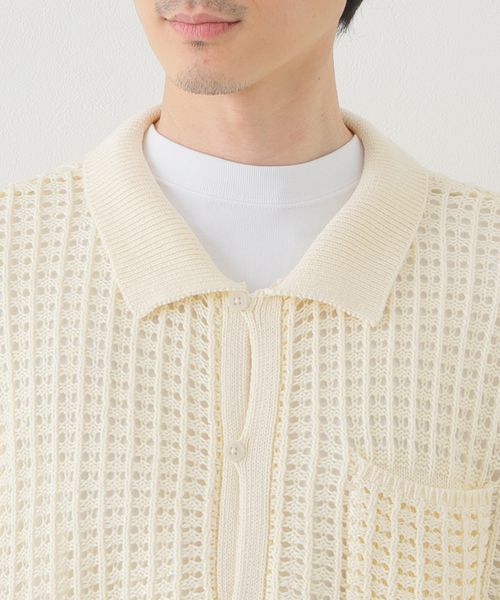 JOINT WORKS（ジョイントワークス）の「JW-MESH ニットポロシャツ（ニット/セーター・メンズ・ブラック/アイボリー・MEDIUM/LARGE）」の14枚目の写真