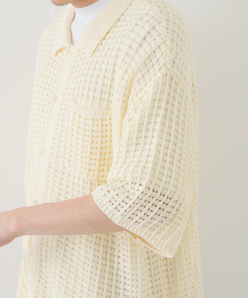 JOINT WORKS（ジョイントワークス）の「JW-MESH ニットポロシャツ（ニット/セーター・メンズ・ブラック/アイボリー・MEDIUM/LARGE）」の17枚目の写真