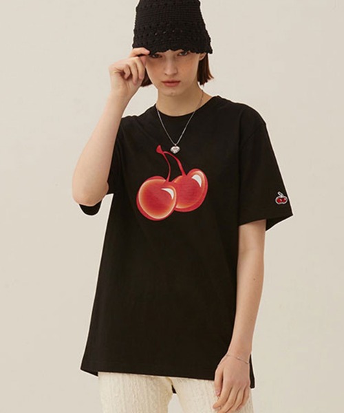 tシャツ KIRSH CHERRY STRIPE LONG SLEEVE T-SHIRT/キルシーチェリーストライプロングスリーブTシャツ レディース tシャツ KIRSH CHERRY STRIPE LONG SLEEVE T-SHIRT/キルシー