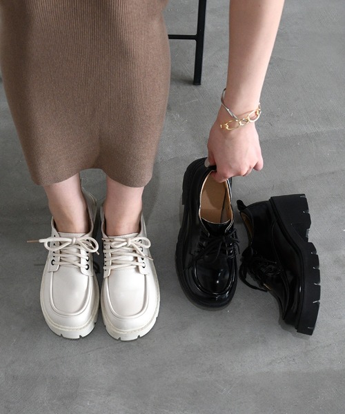 NOFALL（ノーフォール）の「厚底レースアップシューズ（ドレスシューズ・レディース・ベージュ/ブラック・M/3L/LL/S/L）」の4枚目の写真