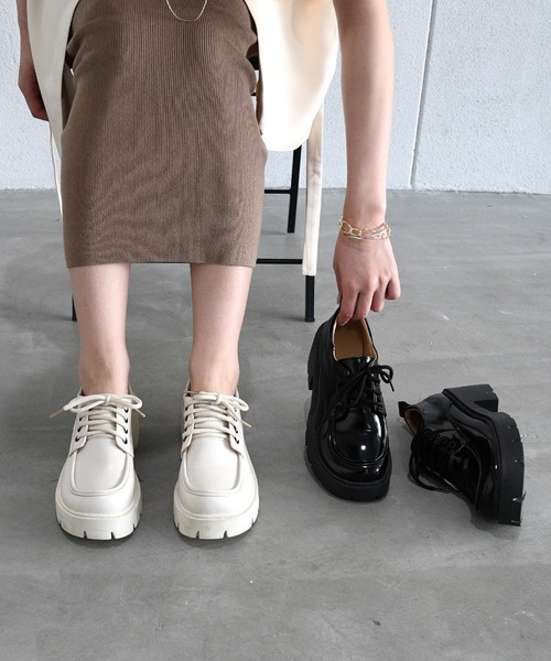 NOFALL（ノーフォール）の「厚底レースアップシューズ（ドレスシューズ・レディース・ベージュ/ブラック・M/3L/LL/S/L）」の5枚目の写真