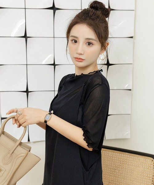 DAY CLOSET(デイ クローゼット)の「【さらっと生地感/ストレッチ有】半袖メロウフリシアートップス レディース(シャツ/ブラウス・レディース・ピンク/パープル/ライトブルー/ホワイト/グリーン/ホワイト系その他/ブラック/オレンジ・L/M)」の22枚目の写真