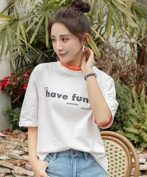 DAY CLOSET(デイ クローゼット)の「【さらっと生地感/ストレッチ有】半袖メロウフリシアートップス レディース(シャツ/ブラウス・レディース・ピンク/パープル/ライトブルー/ホワイト/グリーン/ホワイト系その他/ブラック/オレンジ・L/M)」の13枚目の写真