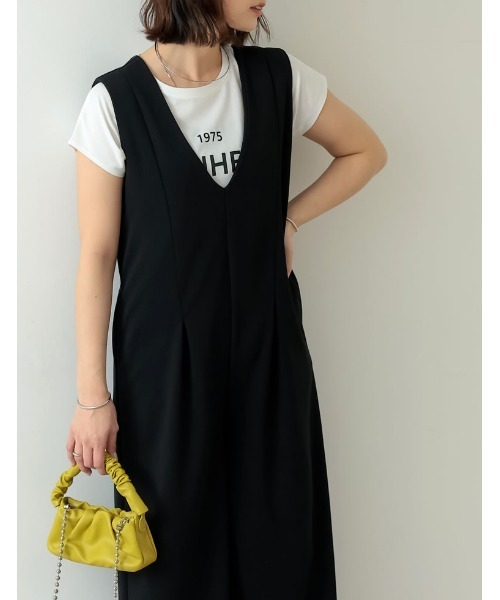 Re:EDIT（リエディ）の「[低身長/高身長サイズ有][イージーケア]ジョーゼットポンチウエストダーツオールインワン（つなぎ/オールインワン・レディース・ブラック/アイボリー/モカ・LARGE/SHORT/TALL/MEDIUM）」の17枚目の写真