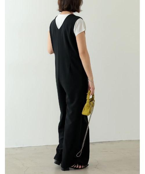 Re:EDIT（リエディ）の「[低身長/高身長サイズ有][イージーケア]ジョーゼットポンチウエストダーツオールインワン（つなぎ/オールインワン・レディース・ブラック/アイボリー/モカ・LARGE/SHORT/TALL/MEDIUM）」の19枚目の写真