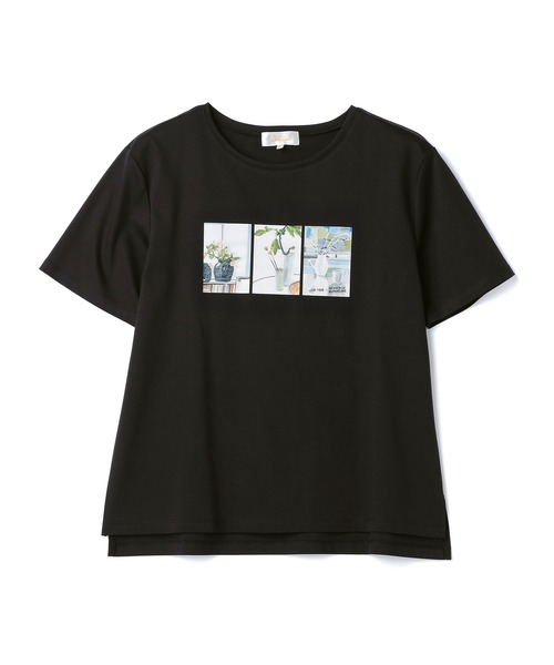 A/C DESIGN BY ALPHA CUBIC(エーシーデザインバイアルファキュービック)の「【接触冷感】ボタニカルプリントTシャツ(Tシャツ/カットソー・レディース・ブラック/カーキ/オフホワイト・LL/L/M)」の11枚目の写真