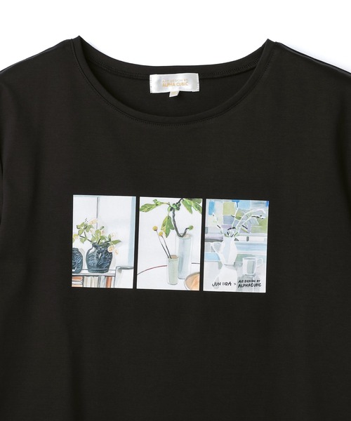 A/C DESIGN BY ALPHA CUBIC(エーシーデザインバイアルファキュービック)の「【接触冷感】ボタニカルプリントTシャツ(Tシャツ/カットソー・レディース・ブラック/カーキ/オフホワイト・LL/L/M)」の13枚目の写真
