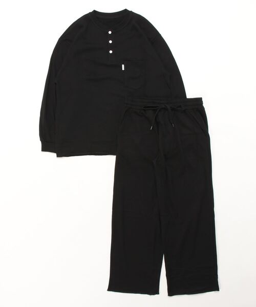 裏毛ゆったりルームウェア(ヘンリーネック) / 長袖上下セット2点