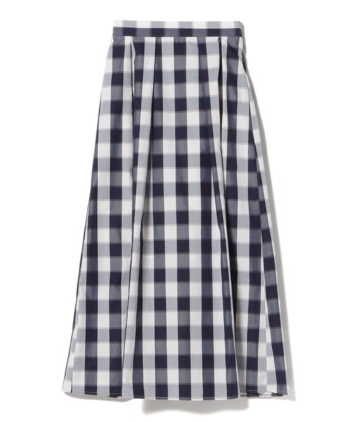 BEAMS HEART（ビームスハート）の「BEAMS HEART / チェック柄 タックフレアスカート（スカート・レディース・ネイビー/ブラウン・FREE）」の9枚目の写真