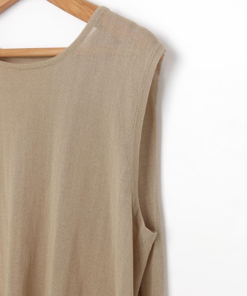 andme（アンドミー）の「リネンタッチノースリーブニットトップス（ニット/セーター・レディース・ブラック/オフホワイト/グレイッシュベージュ/ピンク/グリーン/オレンジ・M）」の15枚目の写真