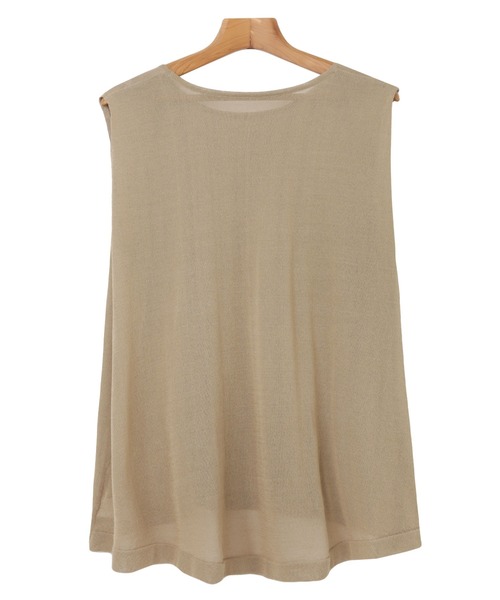 andme（アンドミー）の「リネンタッチノースリーブニットトップス（ニット/セーター・レディース・ブラック/オフホワイト/グレイッシュベージュ/ピンク/グリーン/オレンジ・M）」の22枚目の写真