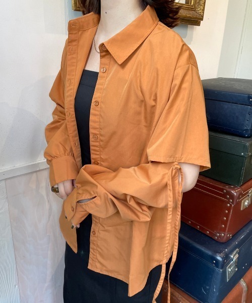 nemne store（ネンネストア）の「【低身長用サイズあり】袖取り外しカラーリボンシャツ（シャツ/ブラウス・レディース・オレンジ/グリーン/アイボリー・MEDIUM/SMALL）」の13枚目の写真