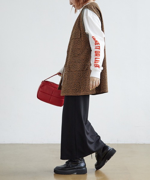 PBLIM（ページボーイリム）の「PAGEBOYLIM/ノーカラーミリタリーベスト（ベスト・レディース・カーキ/ブラック系その他/レオパード・FREE）」の9枚目の写真