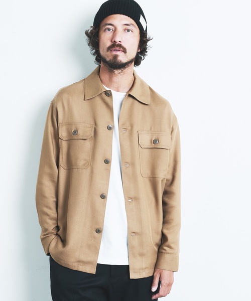 Magine(マージン)の「RAYON MILITARY UTILITY SHIRTS JKT:レーヨン ミリタリー ユーティリティー シャツジャケット(ミリタリージャケット・メンズ・ブラック/オリーブ/アイボリー/キャメル・44/46/48)」の4枚目の写真