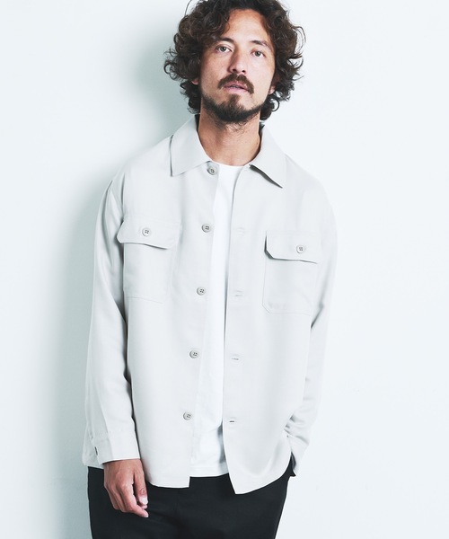 Magine(マージン)の「RAYON MILITARY UTILITY SHIRTS JKT:レーヨン ミリタリー ユーティリティー シャツジャケット(ミリタリージャケット・メンズ・ブラック/オリーブ/アイボリー/キャメル・44/46/48)」の2枚目の写真