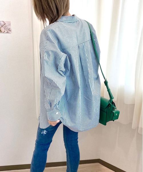 CECIL McBEE（セシルマクビー）の「ストライプシャツ（シャツ/ブラウス・レディース・パープル/ネイビー/グリーン・MEDIUM/LARGE）」の8枚目の写真