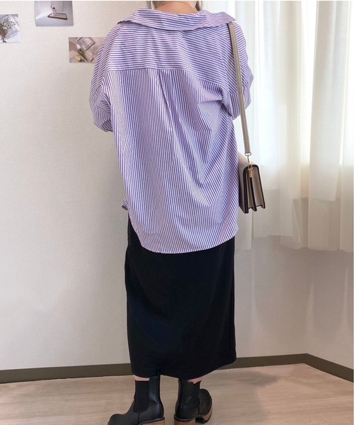 CECIL McBEE（セシルマクビー）の「ストライプシャツ（シャツ/ブラウス・レディース・パープル/ネイビー/グリーン・MEDIUM/LARGE）」の13枚目の写真