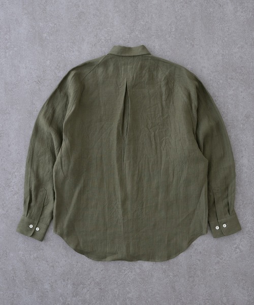 BRICK & SONS（ブリックアンドサンズ）の「リネンヘンプ リラックスラグランスリーブシャツ＜カーキグリーン＞（シャツ/ブラウス・メンズ・カーキ・LL/S/M/L）」の2枚目の写真