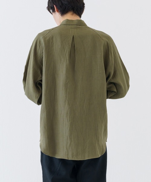 BRICK & SONS（ブリックアンドサンズ）の「リネンヘンプ リラックスラグランスリーブシャツ＜カーキグリーン＞（シャツ/ブラウス・メンズ・カーキ・LL/S/M/L）」の8枚目の写真