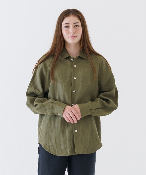 BRICK & SONS（ブリックアンドサンズ）の「リネンヘンプ リラックスラグランスリーブシャツ＜カーキグリーン＞（シャツ/ブラウス・メンズ・カーキ・LL/S/M/L）」の9枚目の写真