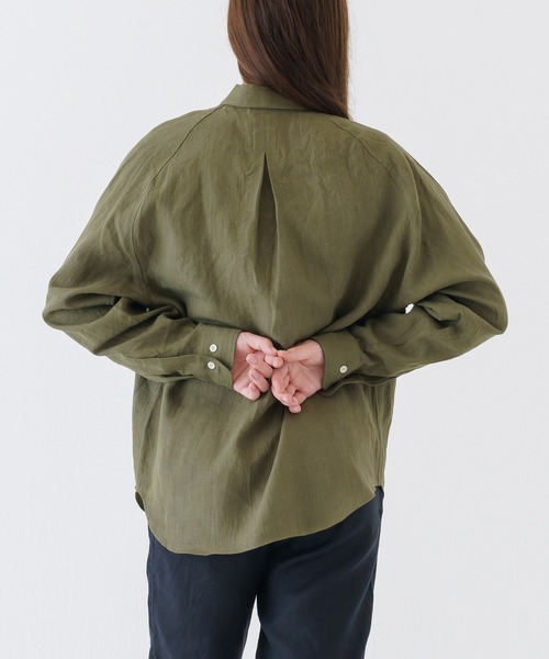 BRICK & SONS（ブリックアンドサンズ）の「リネンヘンプ リラックスラグランスリーブシャツ＜カーキグリーン＞（シャツ/ブラウス・メンズ・カーキ・LL/S/M/L）」の12枚目の写真