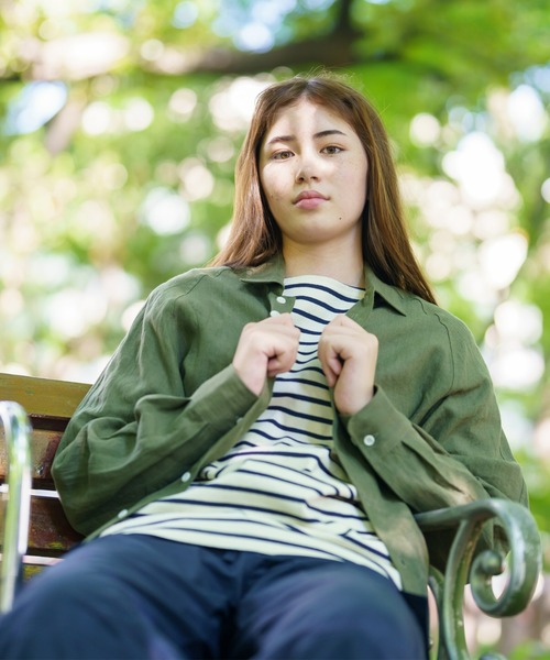 BRICK & SONS（ブリックアンドサンズ）の「リネンヘンプ リラックスラグランスリーブシャツ＜カーキグリーン＞（シャツ/ブラウス・メンズ・カーキ・LL/S/M/L）」の14枚目の写真