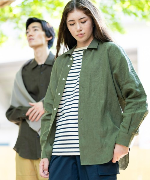 BRICK & SONS（ブリックアンドサンズ）の「リネンヘンプ リラックスラグランスリーブシャツ＜カーキグリーン＞（シャツ/ブラウス・メンズ・カーキ・LL/S/M/L）」の18枚目の写真