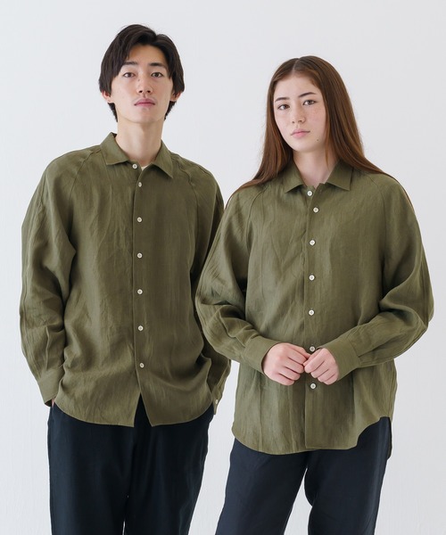 BRICK & SONS（ブリックアンドサンズ）の「リネンヘンプ リラックスラグランスリーブシャツ＜カーキグリーン＞（シャツ/ブラウス・メンズ・カーキ・LL/S/M/L）」の22枚目の写真