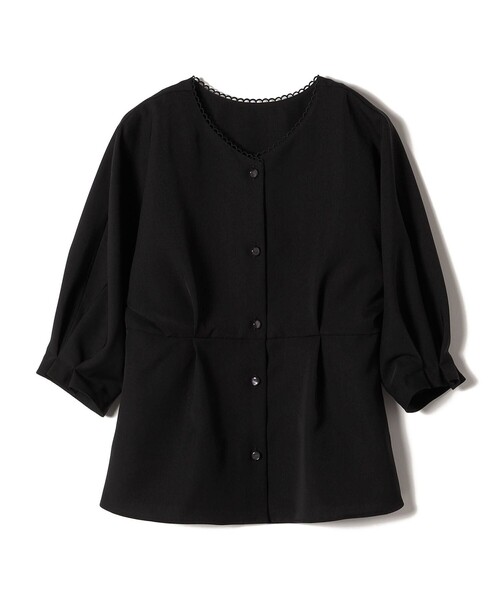 SHIPS（シップス）の「*〈手洗い可能〉スカラップレースペプラム2ＷＡＹブラウス◆（シャツ/ブラウス・レディース・ブラック/オフホワイト/グリーン/ダークブルー・ONE SIZE）」の7枚目の写真