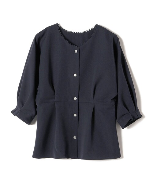 SHIPS（シップス）の「*〈手洗い可能〉スカラップレースペプラム2ＷＡＹブラウス◆（シャツ/ブラウス・レディース・ブラック/オフホワイト/グリーン/ダークブルー・ONE SIZE）」の15枚目の写真