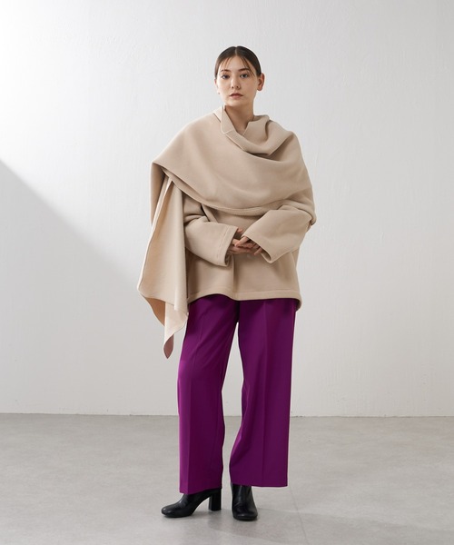 Lui's（ルイス）の「2WAYツイルワイドパンツ（スラックス・レディース・パープル/ブラック・1/2）」の7枚目の写真