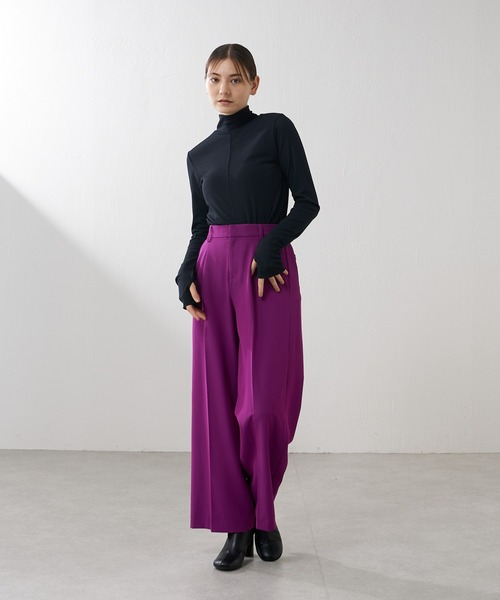 Lui's（ルイス）の「2WAYツイルワイドパンツ（スラックス・レディース・パープル/ブラック・1/2）」の3枚目の写真