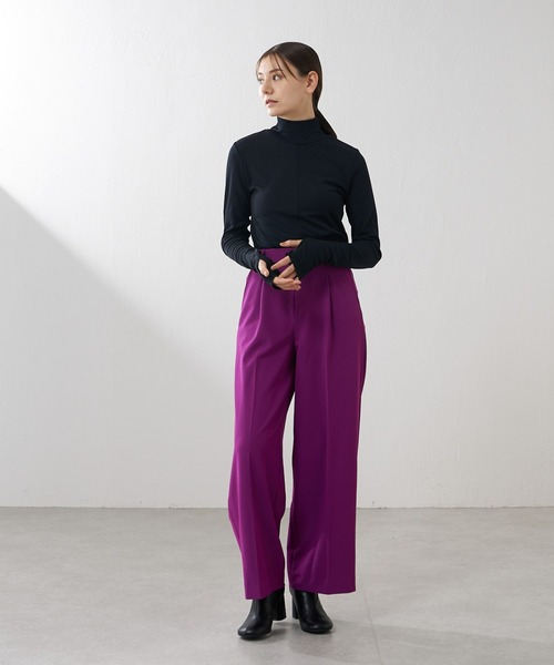 Lui's（ルイス）の「2WAYツイルワイドパンツ（スラックス・レディース・パープル/ブラック・1/2）」の4枚目の写真