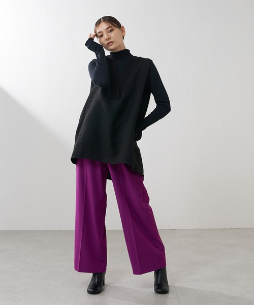 Lui's（ルイス）の「2WAYツイルワイドパンツ（スラックス・レディース・パープル/ブラック・1/2）」の10枚目の写真