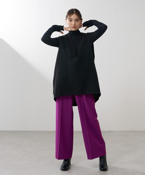 Lui's（ルイス）の「2WAYツイルワイドパンツ（スラックス・レディース・パープル/ブラック・1/2）」の11枚目の写真