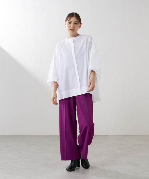 Lui's（ルイス）の「2WAYツイルワイドパンツ（スラックス・レディース・パープル/ブラック・1/2）」の12枚目の写真