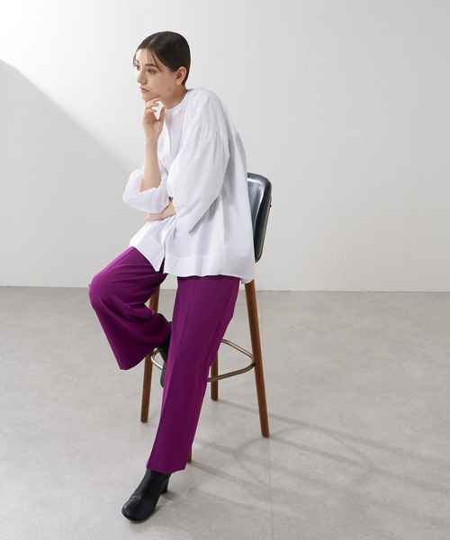 Lui's（ルイス）の「2WAYツイルワイドパンツ（スラックス・レディース・パープル/ブラック・1/2）」の6枚目の写真