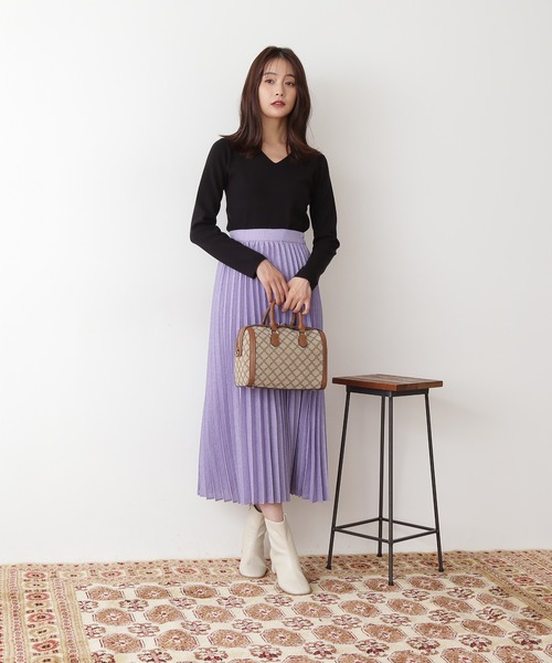 N.（N. Natural Beauty Basic）（エヌエヌナチュラルビューティーベーシック）の「【松井愛莉さん着用】◆モノグラムジャガードボストンバッグ（ボストンバッグ・レディース・ベージュ/ネイビー・ﾌﾘ-）」の9枚目の写真