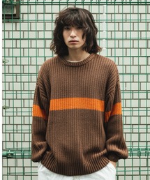 ビッグシルエット畔編みニットプルオーバー