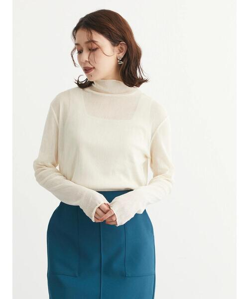 Green　Parks（グリーンパークス）の「綿メッシュタートルインナー＊（Tシャツ/カットソー・レディース・ブラウン/グレー/オフホワイト/サックスブルー/ピンク/イエロー・FREE）」の7枚目の写真