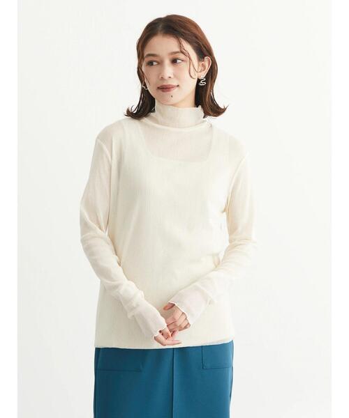 Green　Parks（グリーンパークス）の「綿メッシュタートルインナー＊（Tシャツ/カットソー・レディース・ブラウン/グレー/オフホワイト/サックスブルー/ピンク/イエロー・FREE）」の13枚目の写真