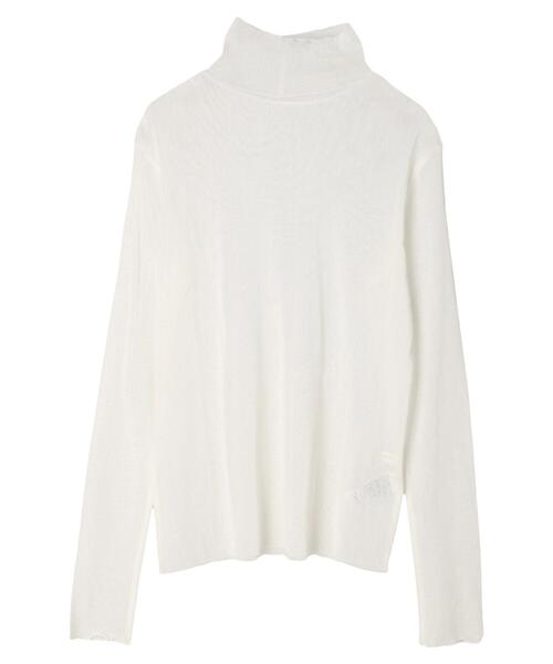 Green　Parks（グリーンパークス）の「綿メッシュタートルインナー＊（Tシャツ/カットソー・レディース・ブラウン/グレー/オフホワイト/サックスブルー/ピンク/イエロー・FREE）」の2枚目の写真