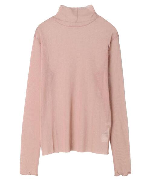 Green　Parks（グリーンパークス）の「綿メッシュタートルインナー＊（Tシャツ/カットソー・レディース・ブラウン/グレー/オフホワイト/サックスブルー/ピンク/イエロー・FREE）」の6枚目の写真